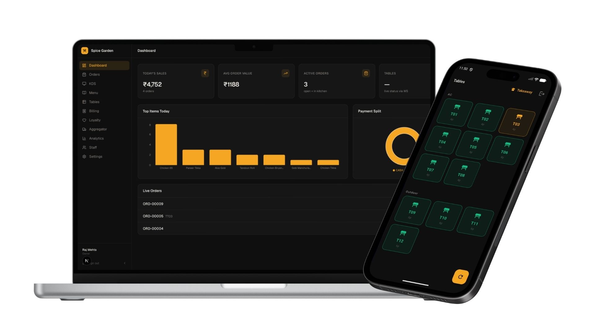 TableOS — Full-Stack Restaurant Operating System with Waiter App, KDS, and GST Billing